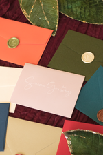 Load image into Gallery viewer, Seasons greetings card for Christmas with textured premium envelopes with wax seals
