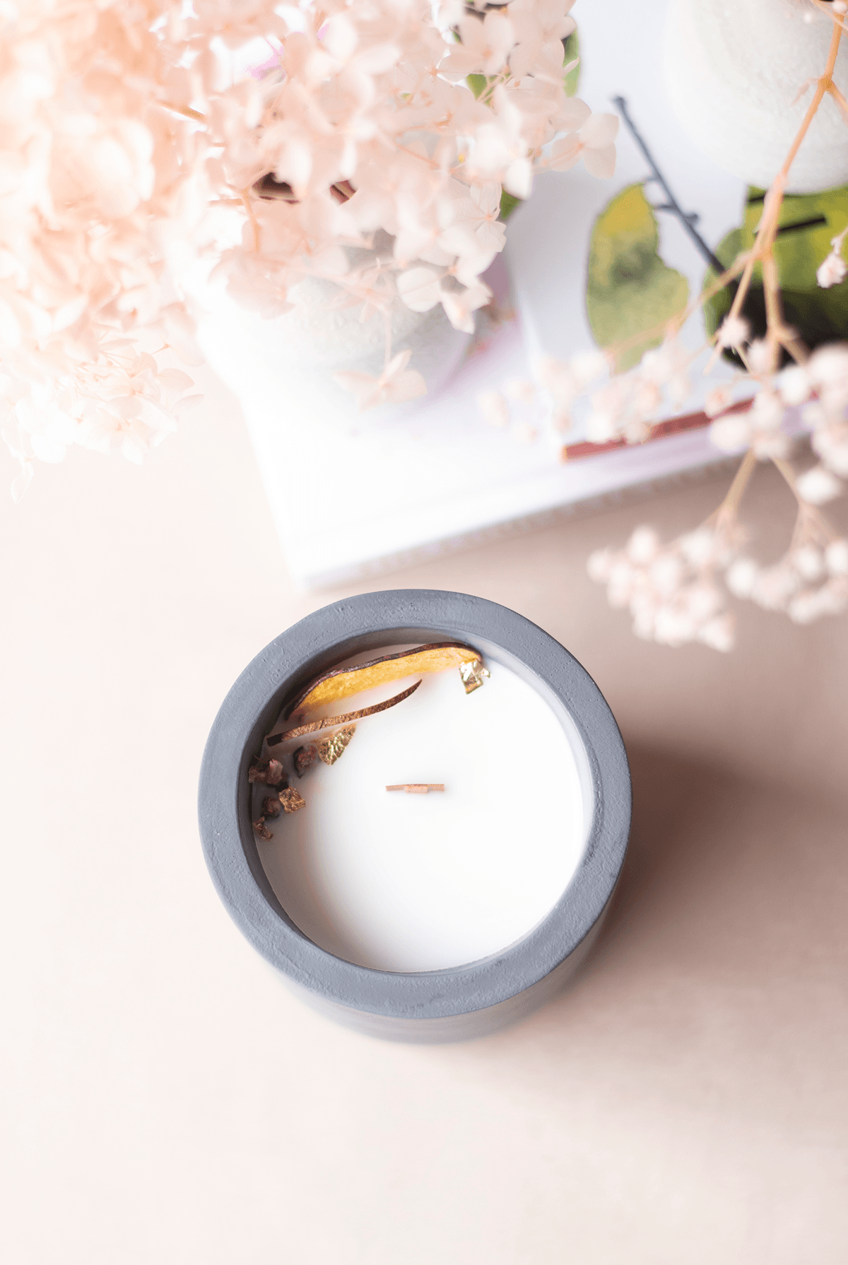 peach candle, wood wick, gift ideas, concrete candles, house warming gift, luxury candles, pretty candles, grey candle, home decor, vegan candles, coconut wax candle, wood wick candle, candles