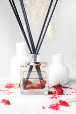 Load image into Gallery viewer, reed diffuser, pomegranate scented, pomegranate, diffuser, fruity scent, floral diffuser, gift ideas, home decor, fresh scent
