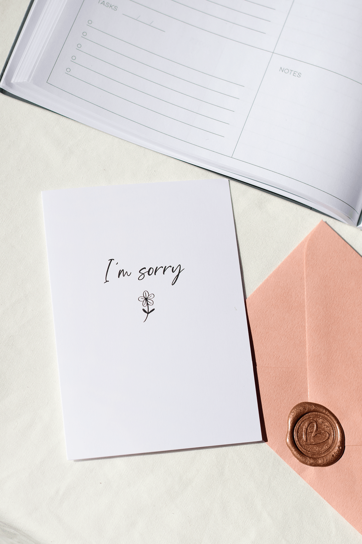 greeting card, card, gift, gift ideas, wax seal, customisable card, apology card, I'm sorry card